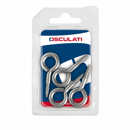 Occhiolo a vite chiuso con filettatura legno in acciaio inox per fissaggi nautici.