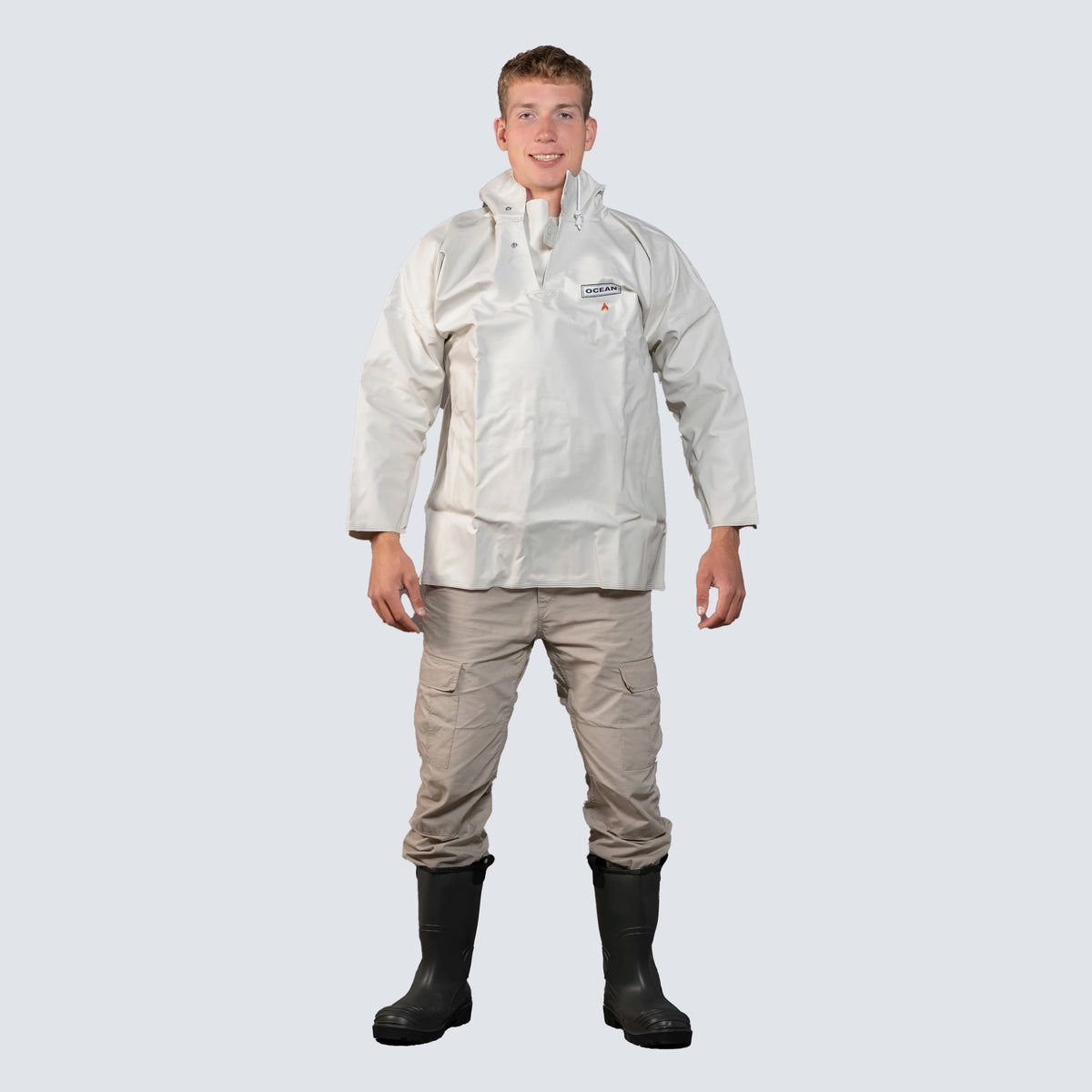 OCEAN® Hurricane, casacca antipioggia in PVC 560 g/m², colore bianco