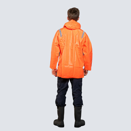 OCEAN® Hurricane, casacca antipioggia in PVC 560 g/m², colore arancio fluo