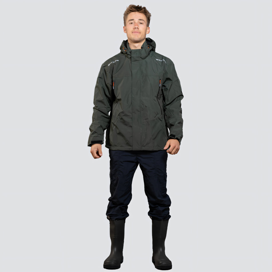 OCEAN® Outdoor High Performance, giacca impermeabile in poliestere riciclato con membrana TPU, colore verde oliva