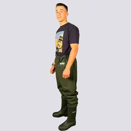 OCEAN® Original Belt Waders, pantalone con stivali in PVC, colore verde oliva