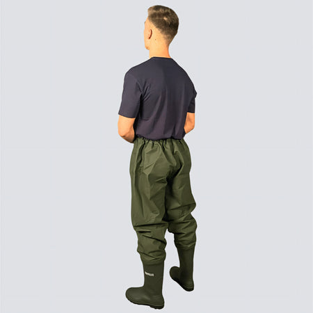 OCEAN® Original Belt Waders, pantalone con stivali in PVC, colore verde oliva