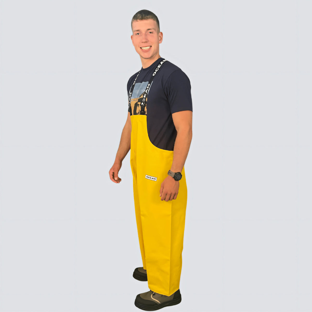 OCEAN® Offshore Heavy Bib & Braces, salopette da lavoro in PVC ignifugo, colore giallo