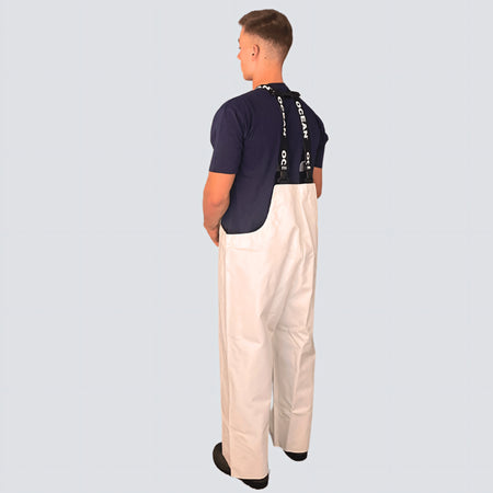 OCEAN® Offshore Heavy Bib & Braces, salopette da lavoro in PVC ignifugo, colore bianco