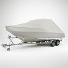 Telo copribarca Jumbo Oceansouth grigio montato su barca con T-Top ferma sul carrello | Onautica