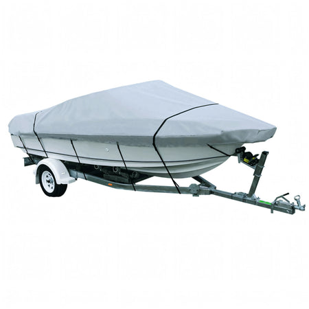 Telo copribarca universale Oceansouth grigio montato su barca open sul carrello, tessuto Atlas Canvas 220 g/m² | Onautica