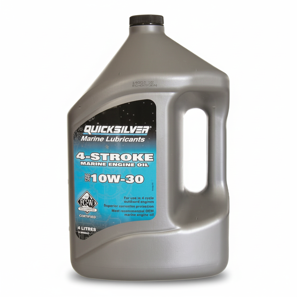 Olio motore Quicksilver® SAE 10W-30 per motori fuoribordo 4 tempi. Migliora l'avviamento e protegge dall'usura e dalla ruggine. 4 t