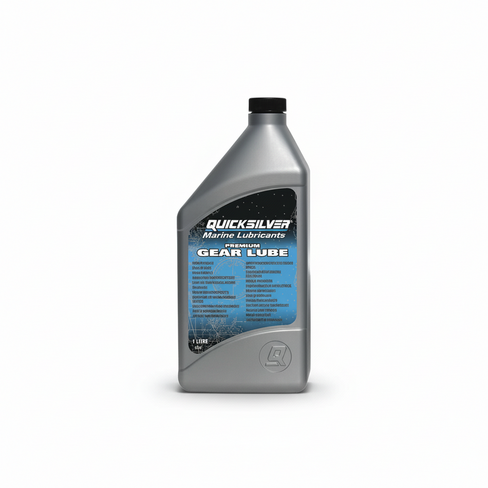 Olio piede Quicksilver® SAE 80W-90 Gear Lube Premium Blend per motori fuoribordo e gruppi poppieri (no Bravo). 1 lt.