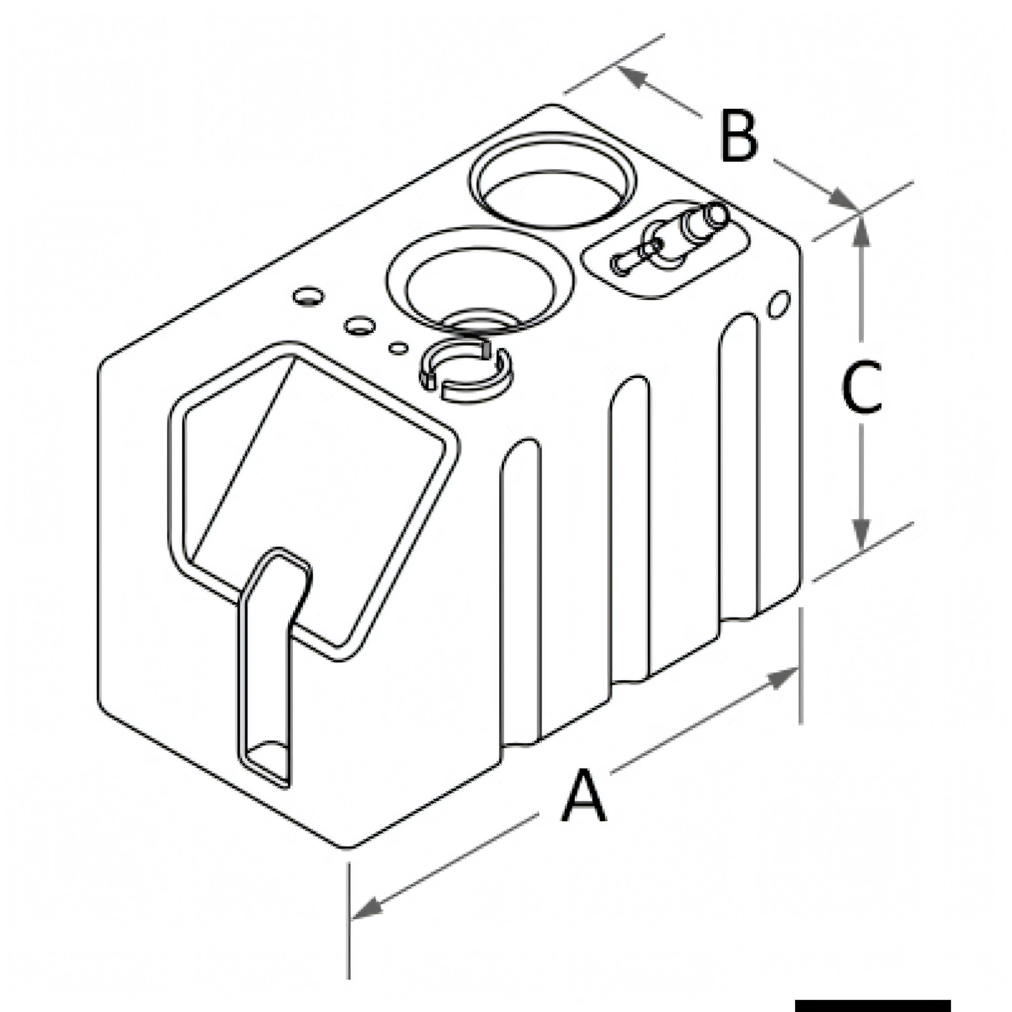 Disegno quotato kit serbatoio acqua Osculati 222 L con autoclave