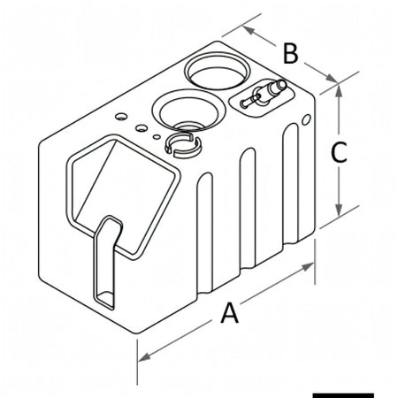 Disegno quotato kit serbatoio acqua Osculati 222 L con autoclave