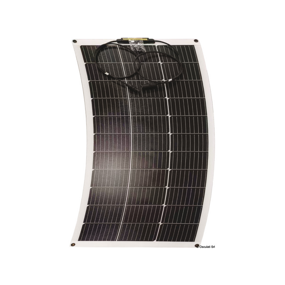 Pannello solare flessibile Osculati ultra-sottile con celle monocristalline aerospaziali ad alta efficienza e connettori MC4. 100W1231x536x2_5mm