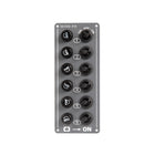 Pannello elettrico verticale in alluminio a 6 interruttori IP56 per plancia barca.