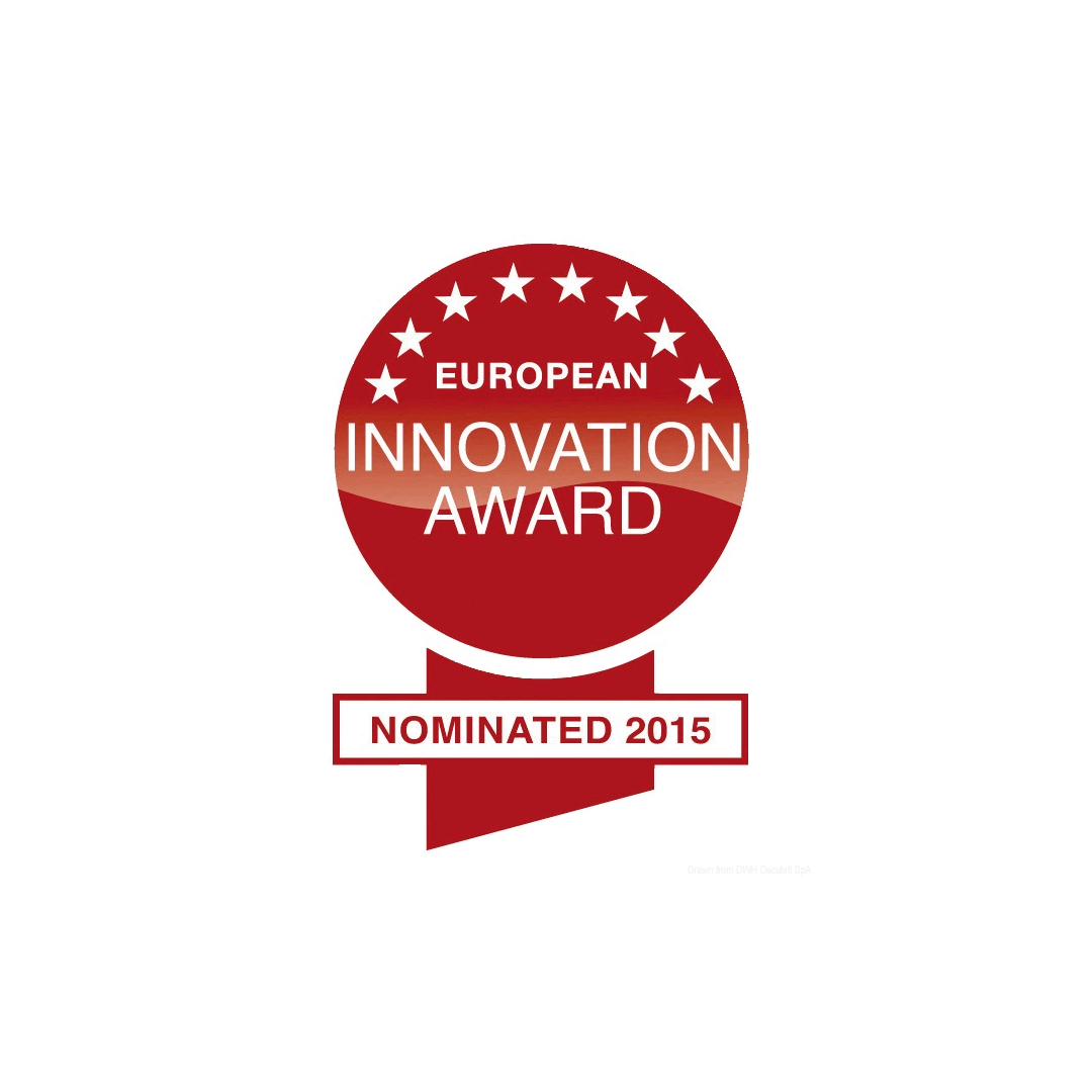 Pannello ACS-R Mente-Marine nominato European Innovation Award 2015, logo rosso con stelle | Onautica