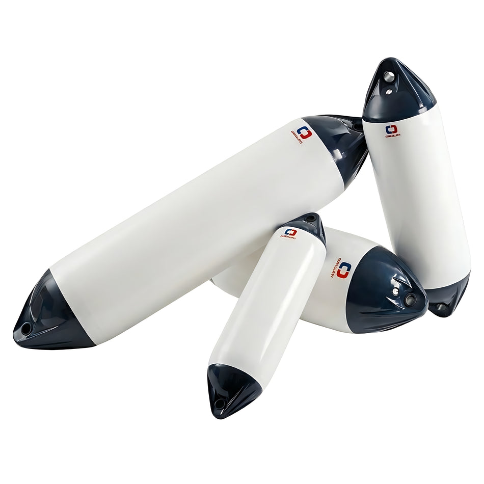 Parabordi serie Heavy Duty in PVC morbido corpo bianco testa blu disponibili in 9 misure da OF1 a OF8
