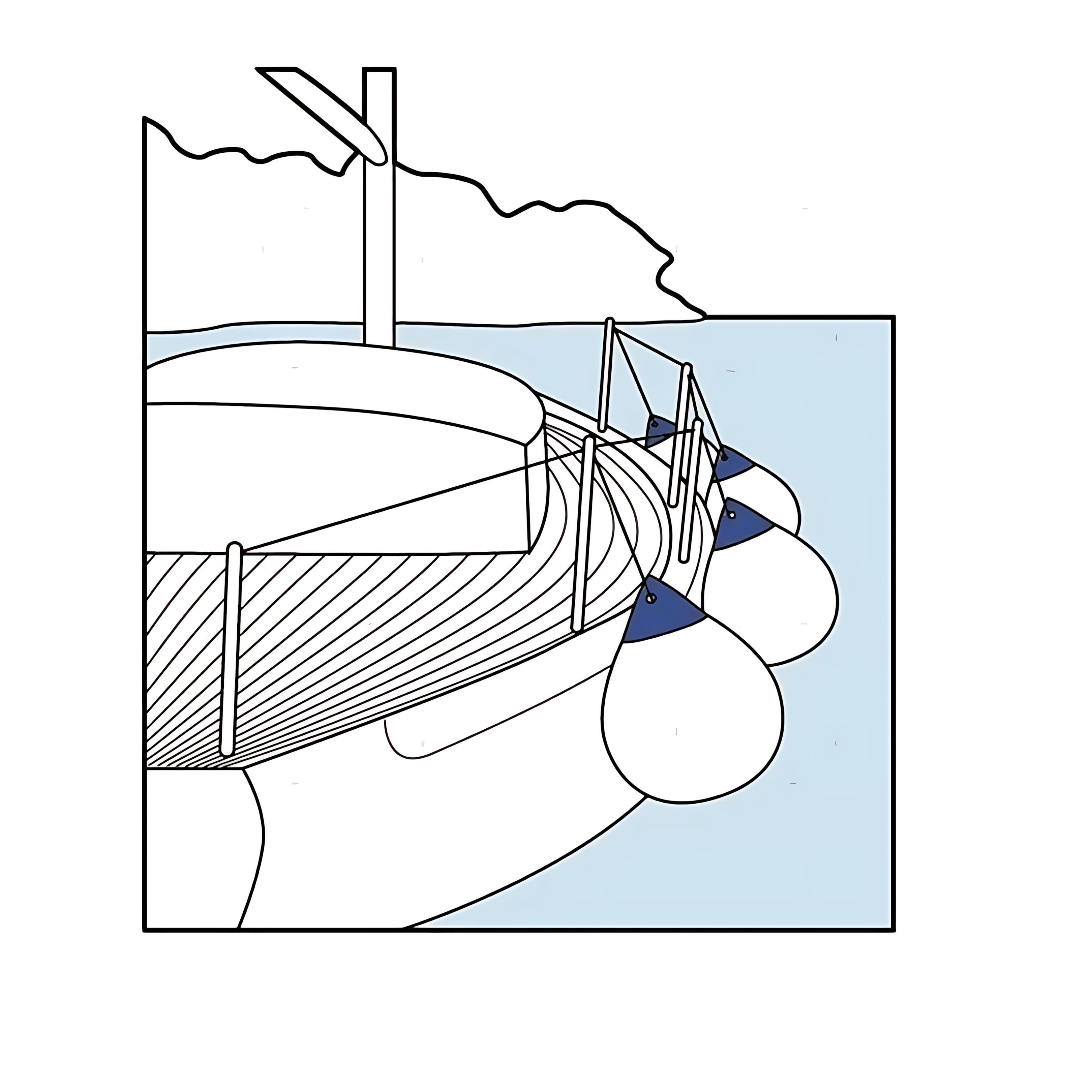 Parabordo sferico Heavy Duty in PVC morbido corpo bianco testa blu disponibile in 4 misure OA1 OA2 OA3 OA4