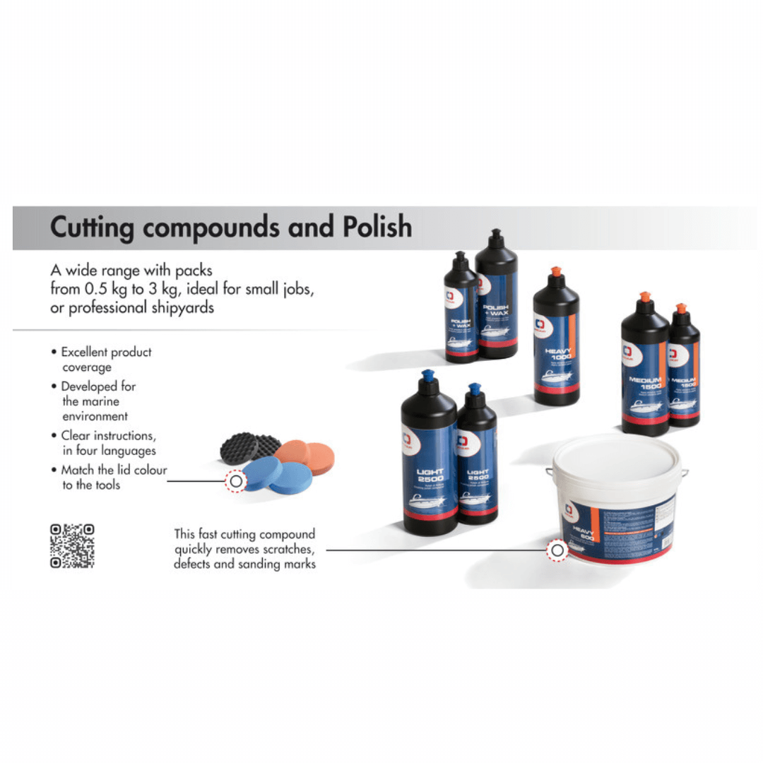 Pasta abrasiva mordente Heavy Cut 1000, 1 kg. Ideale per gelcoat ossidati/ingialliti, con capacità abrasiva e alto livello di lucentezza (dopo P1000).