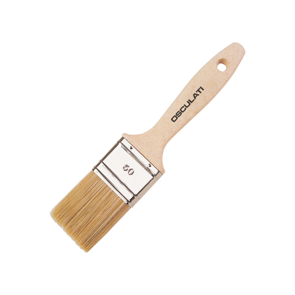 Pennello professionale con setola bionda e manico in Ecolegno resistente ai solventi per verniciatura nautica.