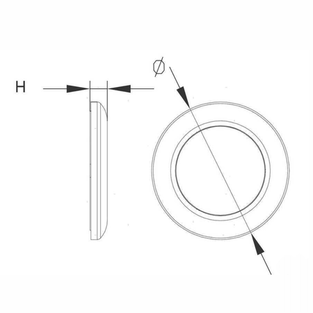 Plafoniera LED classica rotonda con corpo in acciaio inox e interruttore a levetta integrato, luce bianca fredda. schema