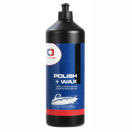 Polish protettivo extra fine Osculati Polish + Wax 0,5 kg. Formula polimerica con cera, anti-UV, idrorepellente per prevenire macchie e opacità.