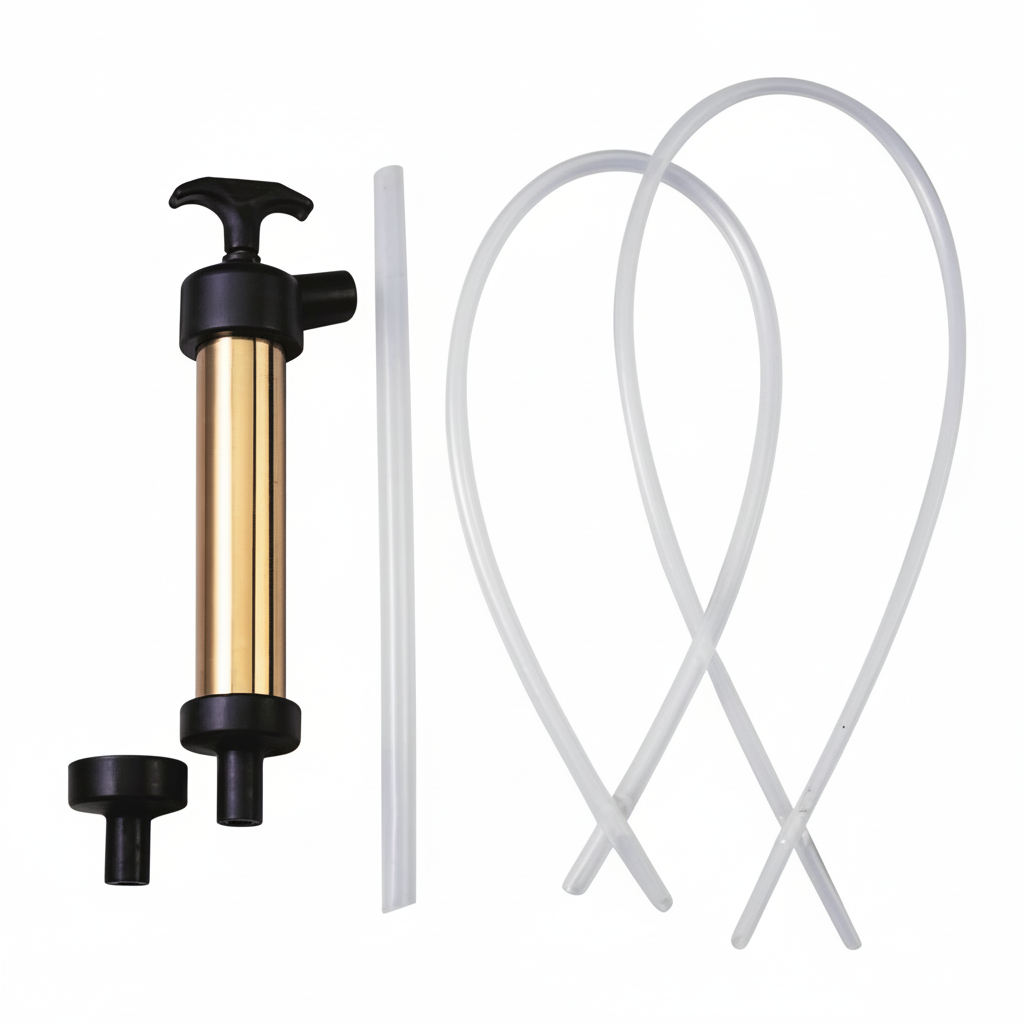 Pompa estrazione olio a siringa in ottone (BG) per motori marini, completa di tubi flessibili da 6, 8 e 12 mm.