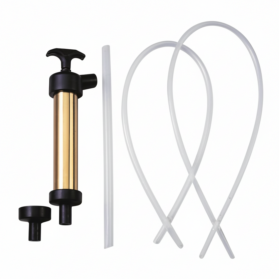 Pompa estrazione olio a siringa in ottone (BG) per motori marini, completa di tubi flessibili da 6, 8 e 12 mm.