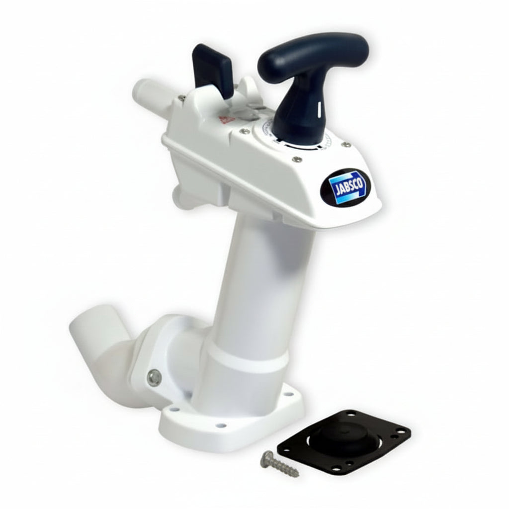 Pompa manuale originale Jabsco con sistema di blocco Twist 'n' Lock per WC nautici modelli Compact e Comfort.
