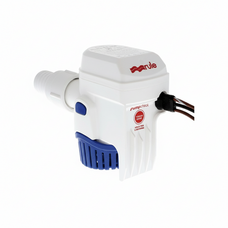 Pompa di sentina RULE Mate con sensore elettronico integrato. Modello automatico, ecologico, in grado di rilevare l'olio nell'acqua. dietro