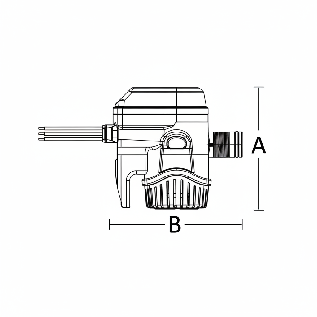 Pompa di sentina RULE Mate con sensore elettronico integrato. Modello automatico, ecologico, in grado di rilevare l'olio nell'acqua. schema