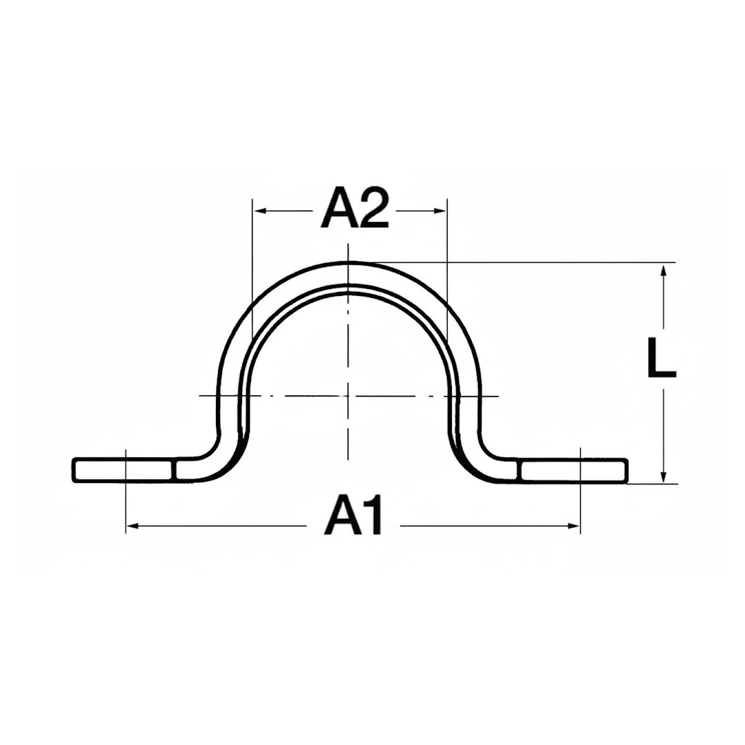 Ponticello in acciaio inox stampato con nervatura di rinforzo centrale.