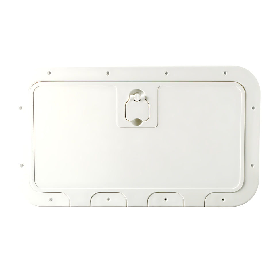 Portello estraibile bianco 350x600 mm con chiusura Splash-Proof guarnizione neoprene e frontale a baionetta per gavoni e console imbarcazioni