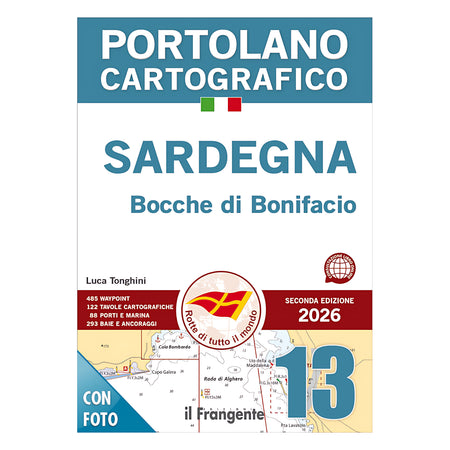 Copertina Portolano Cartografico Sardegna Bocche di Bonifacio 2026 n.13, con mappe nautiche e waypoint | Onautica