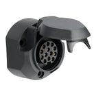Presa a 13 poli per rimorchi in ABS nero con particolari in ottone cromato conforme norma ISO 11446