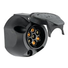 Presa 7 poli per rimorchi 12V corpo in ABS nero con contatti interni in ottone inossidabile