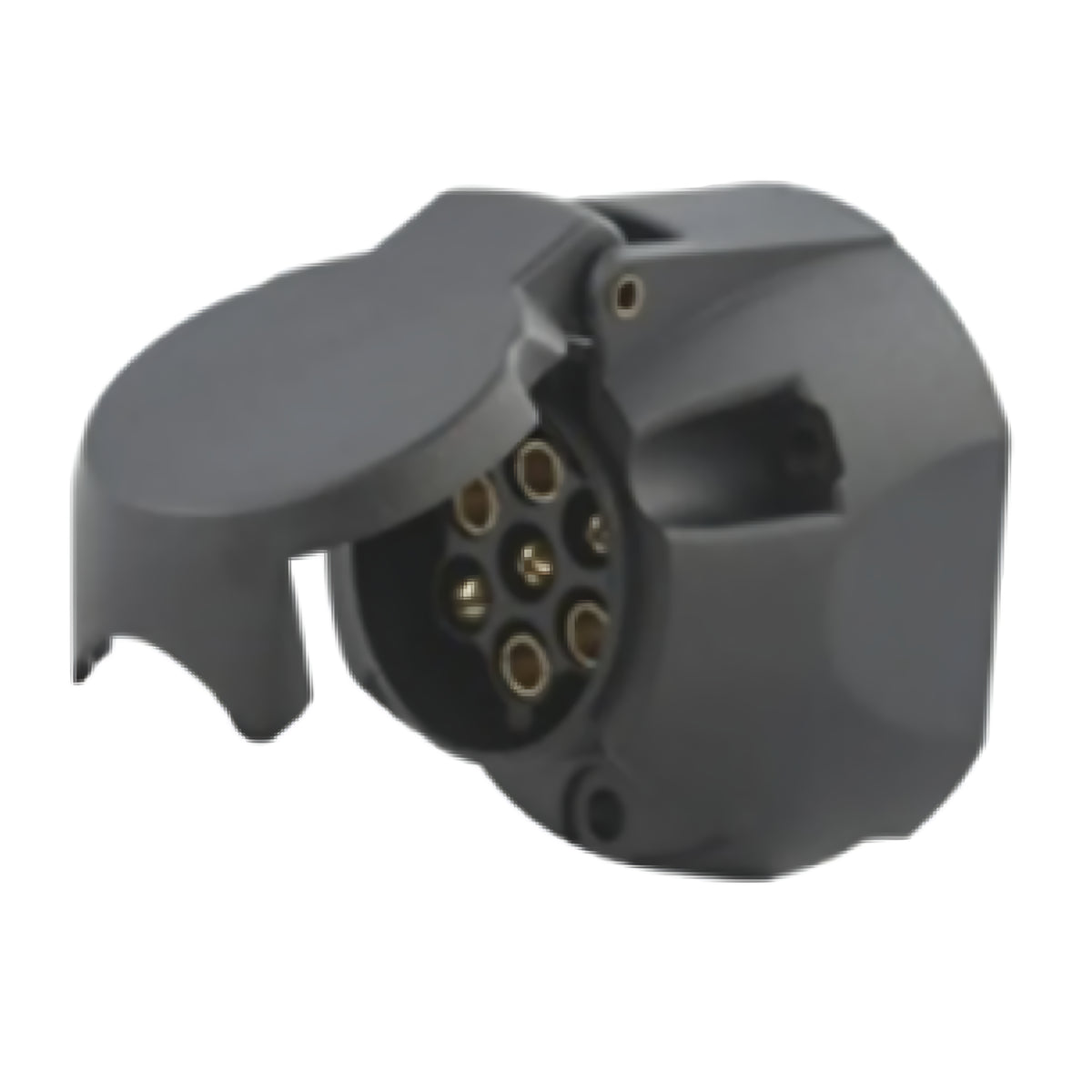 Presa 7 poli per rimorchi 12V corpo in ABS nero con contatti interni in ottone inossidabile