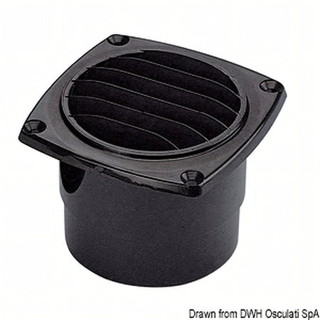 Presa d'aria con collare dritta in ABS nera per ventilazione nautica