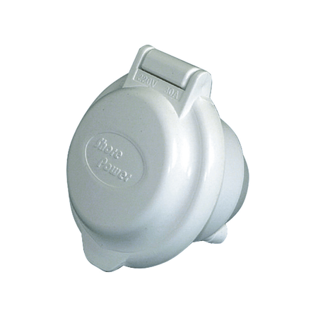 Presa da banchina ABS bianca 30A 220V con coperchio protettivo tondo Shore Power | Onautica