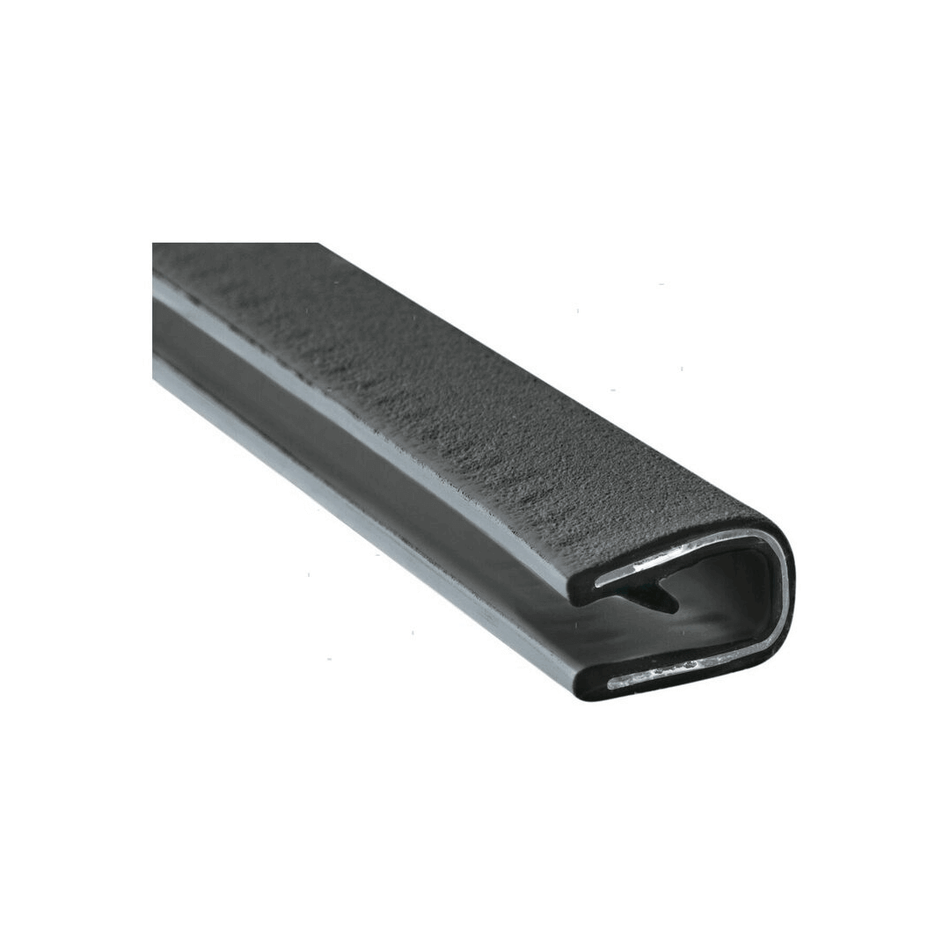 Profilo di protezione bordo Trim-Lok nero in PVC con anima in alluminio, vendita al taglio su misura.