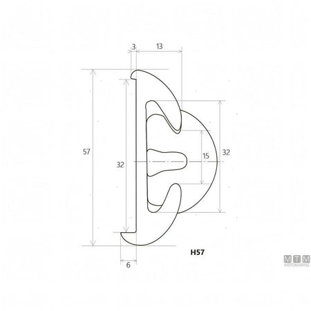 Disegno tecnico con quote del profilo parabordo Bottazzo H56 mm Tessilmare