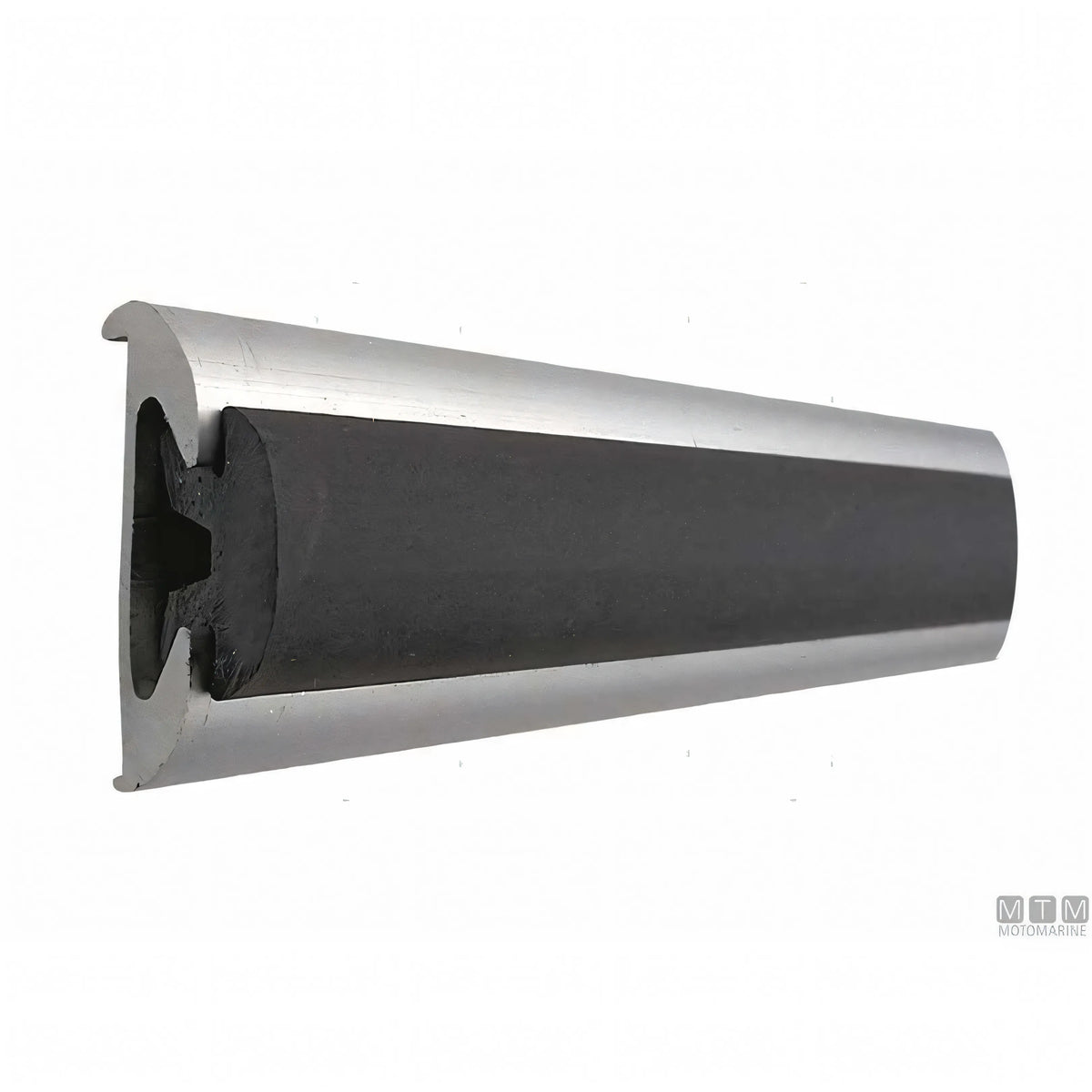 Profilo parabordo Bottazzo PVC nero H37 mm Tessilmare montato sul supporto in alluminio anodizzato