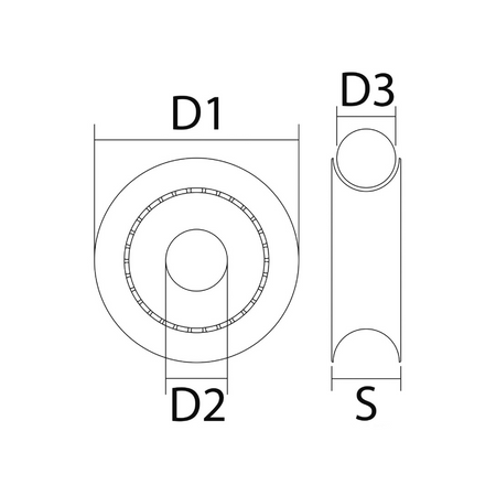 Puleggia per bozzello in Delrin con cuscinetti a sfera e calotte in acciaio inox.