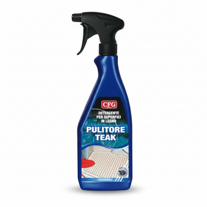 Flacone Pulitore Teak, 750 ml, con erogatore trigger. Formula energica per rimuovere oli, grassi e macchie da calpestio dal teak.