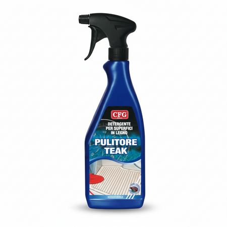 Flacone Pulitore Teak, 750 ml, con erogatore trigger. Formula energica per rimuovere oli, grassi e macchie da calpestio dal teak.