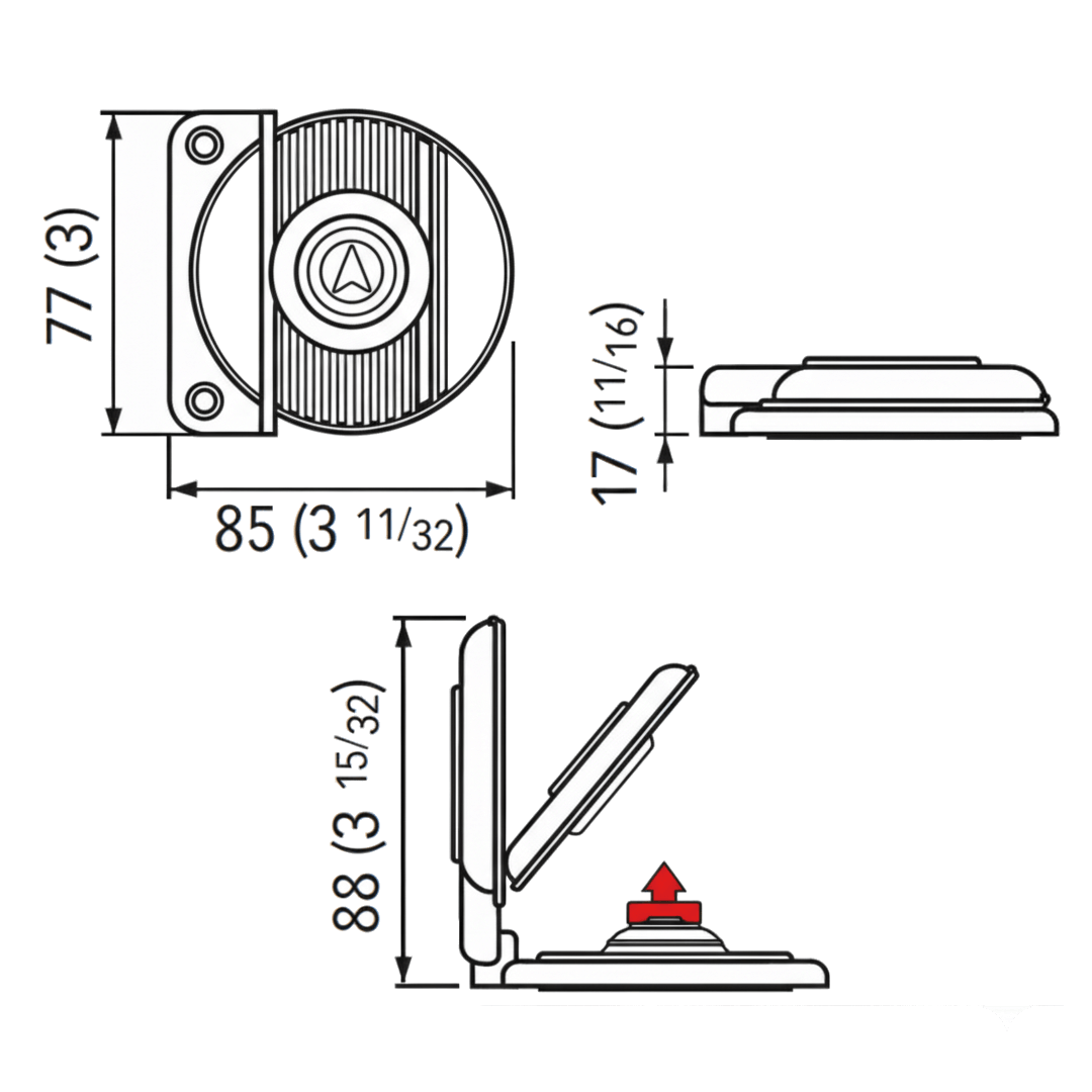 Comando a pedale stagno Quick Serie 900 con coperchio bianco per verricelli salpa ancora. misure