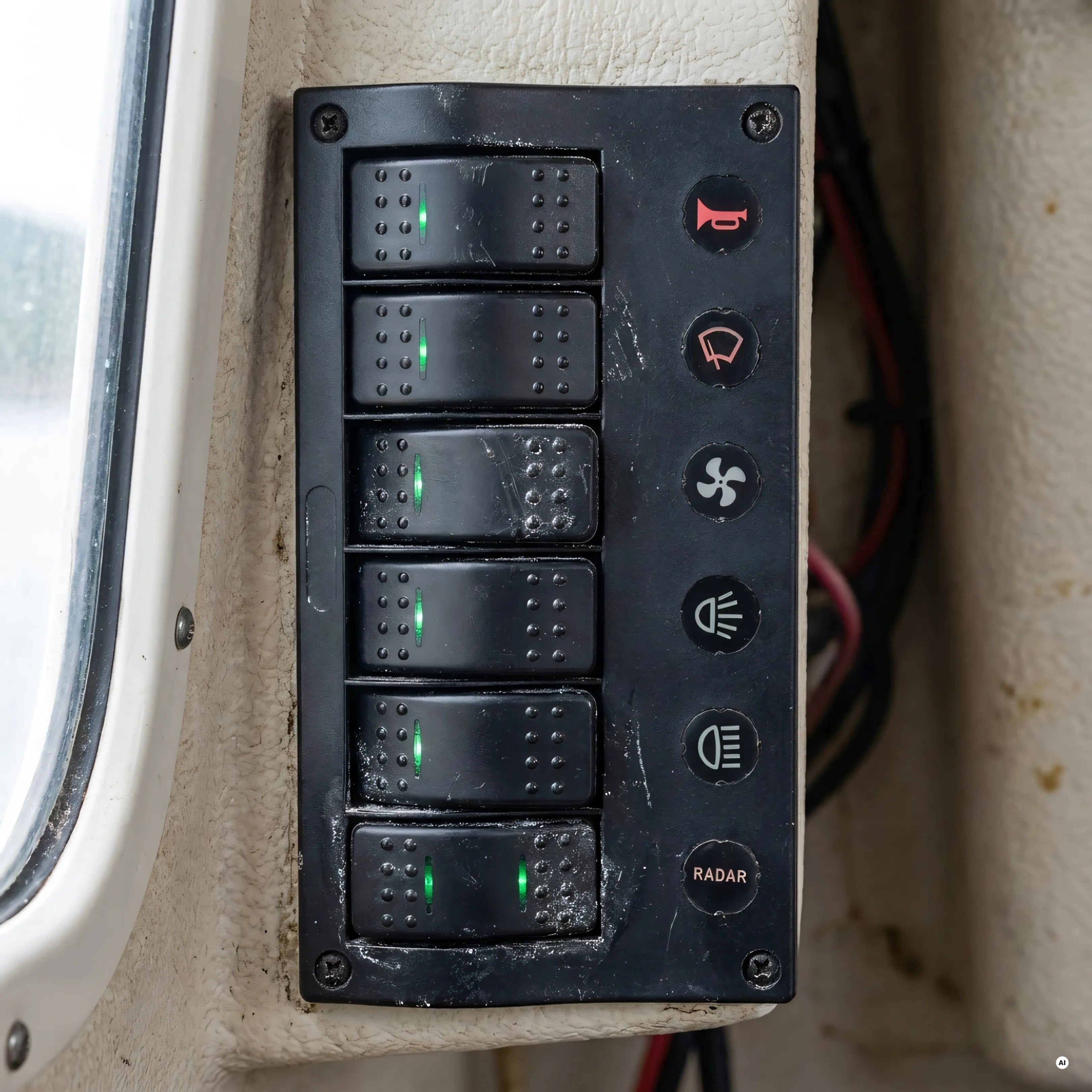 pannello elettrico pcp compact 6 interruttori led ip66 — in uso a bordo