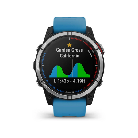 Orologio GPS nautico Garmin Quatix 7 nero e blu con display maree Garden Grove California | Onautica
