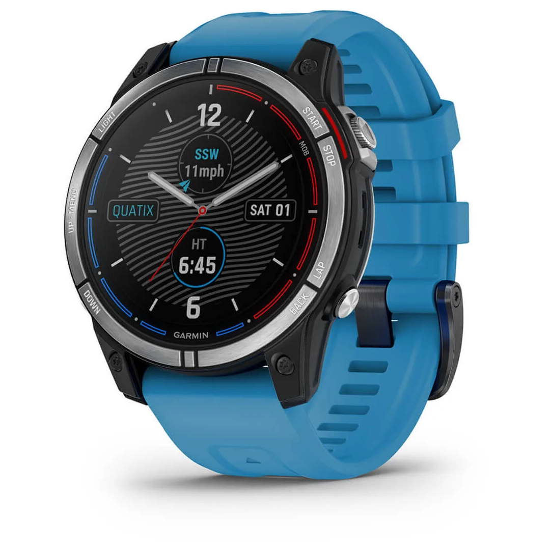 Orologio GPS nautico Garmin Quatix 7 nero con cinturino in silicone blu, display analogico-digitale | Onautica