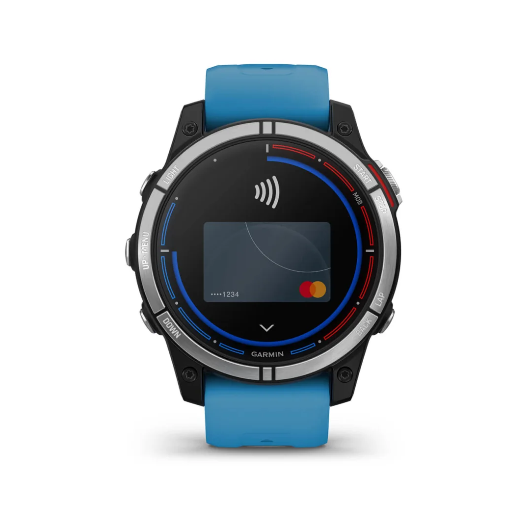 Orologio GPS Garmin Quatix 7 Standard Edition con cinturino blu e display pagamento contactless Garmin Pay | Onautica