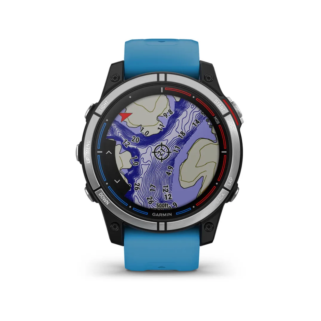 Orologio GPS nautico Garmin Quatix 7 con cinturino blu e display cartografico a colori | Onautica