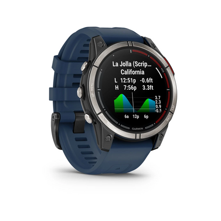 Orologio GPS nautico Garmin Quatix 7 Pro con cinturino blu navy, schermo marea La Jolla California | Onautica