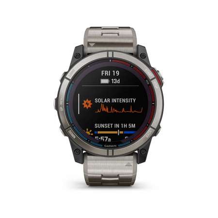 Orologio GPS Garmin Quatix 7X Solar Edition, cassa titanio, cinturino metallo, display solar intensity e sunset | Onautica